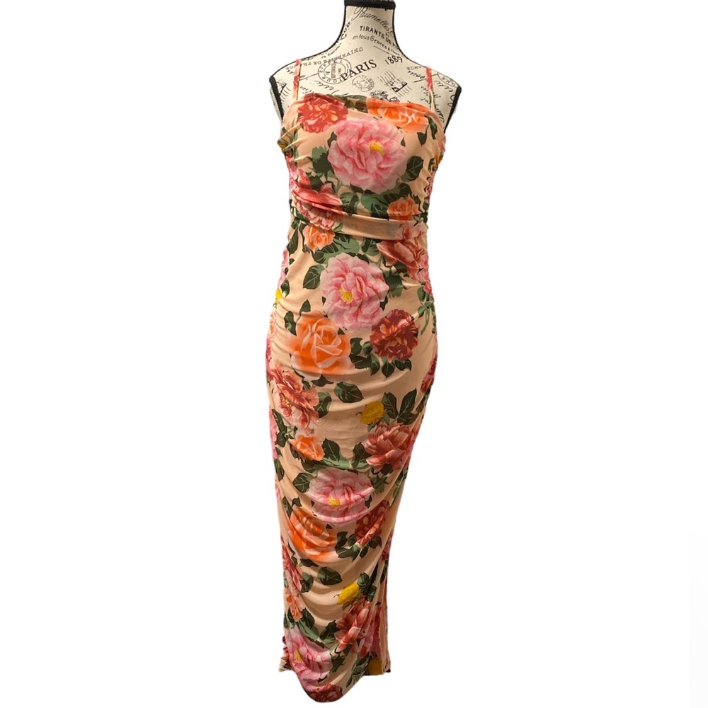 Women’s spaghetti strap floral long split dress